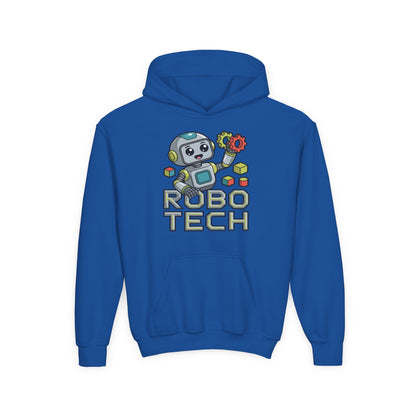 Youth Hoodie — Robo Tech Cute Robot Graphic for Kids (STEM, Robotics Club Gift) TEEZOCA