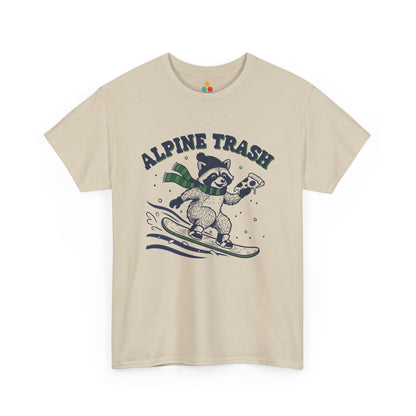 Alpine Trash Raccoon Snowboarding T‑Shirt – Funny Trash Panda Pizza Lover Ski Resort Tee | TEEZOCA 