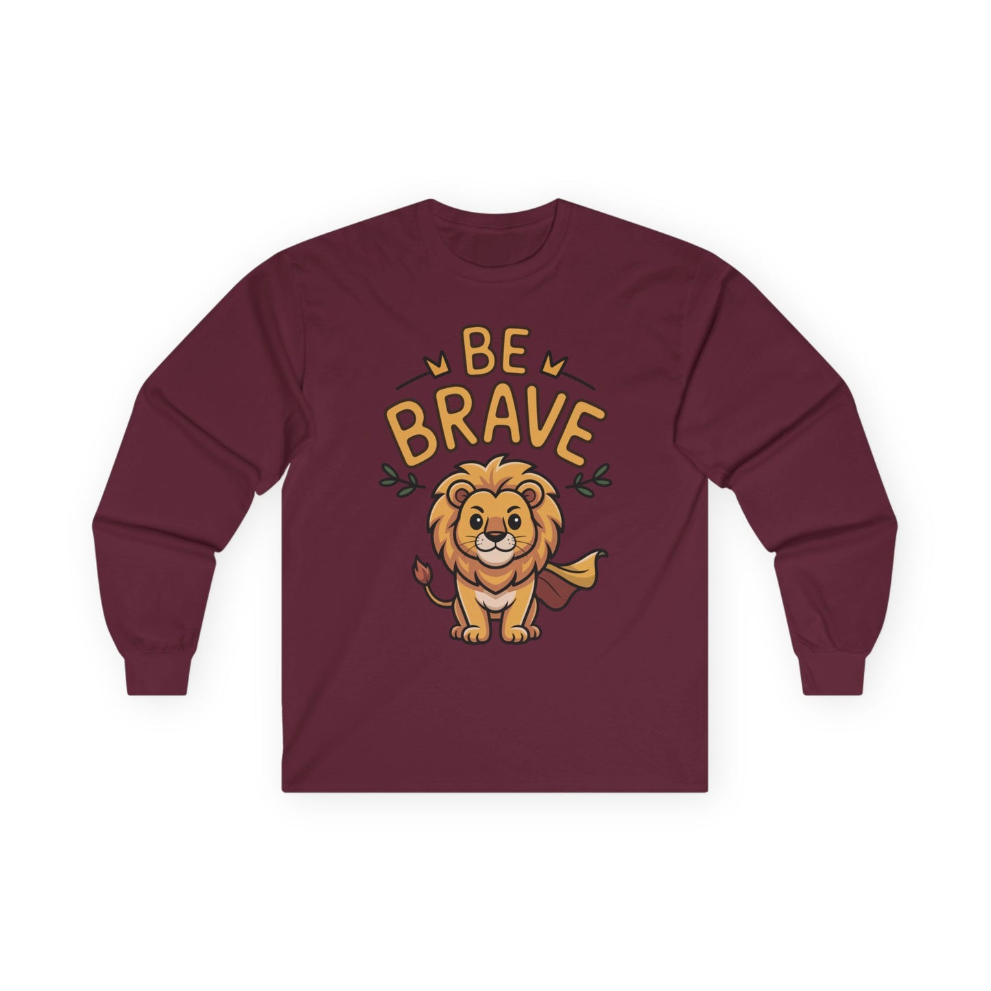Be Brave Lion Long Sleeve Tee — Cute Motivational Kids' Shirt TEEZOCA