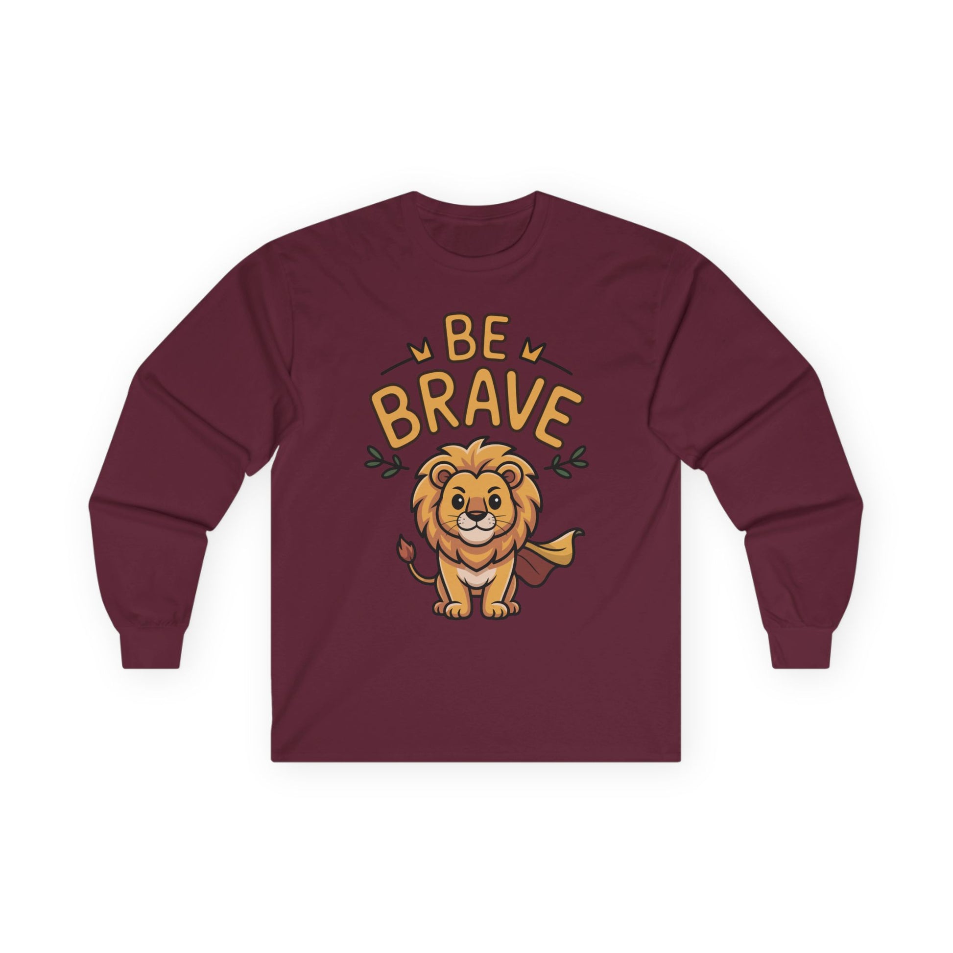 Be Brave Lion Long Sleeve Tee — Cute Motivational Kids' Shirt TEEZOCA
