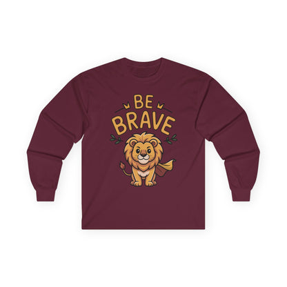 Be Brave Lion Long Sleeve Tee — Cute Motivational Kids' Shirt TEEZOCA