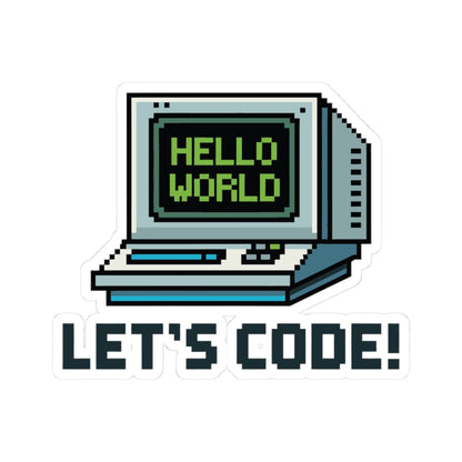 TEEZOCA hello world sticker retro computer pixel art lets code design