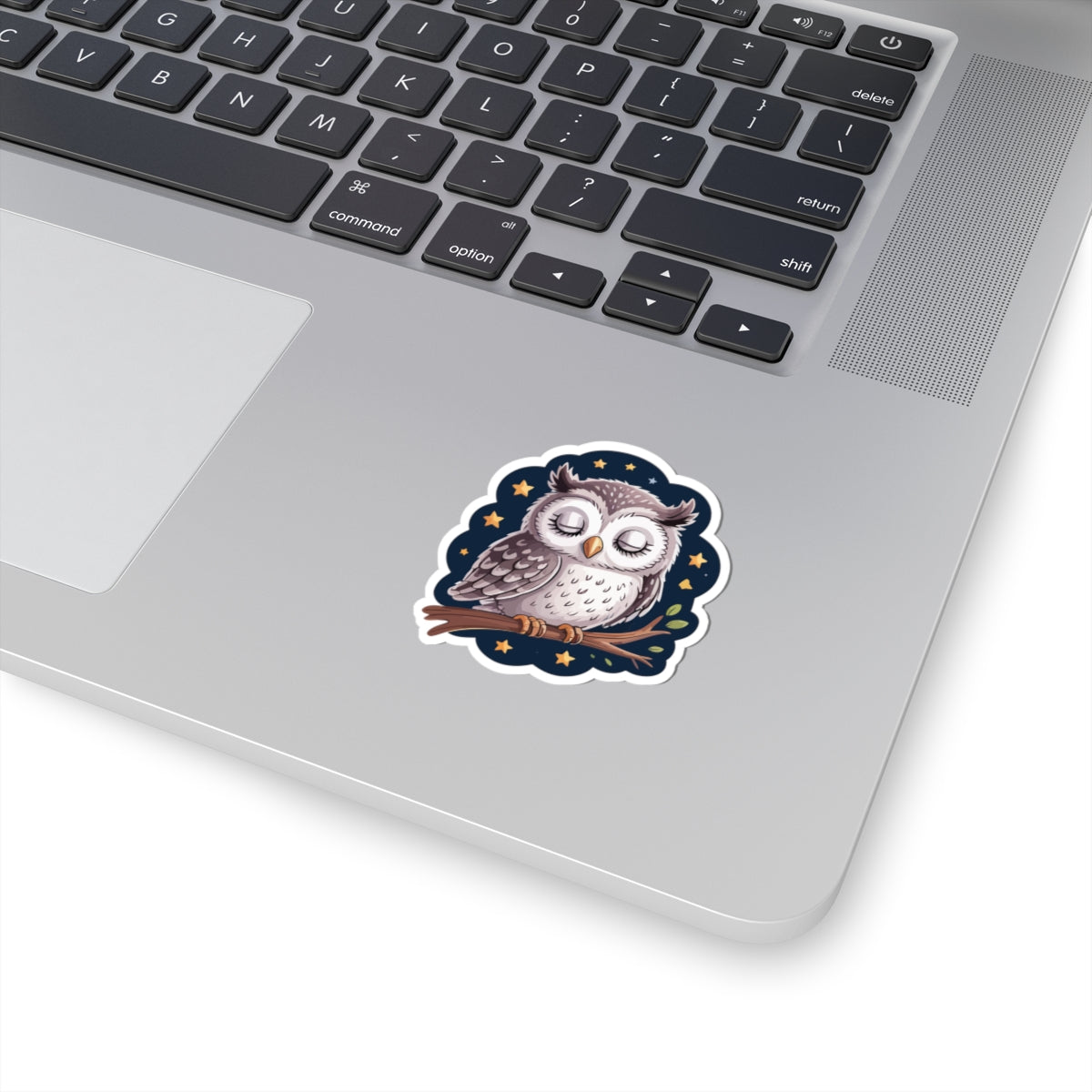TEEZOCA kawaii owl night sky sticker featuring adorable sleepy owl illustration