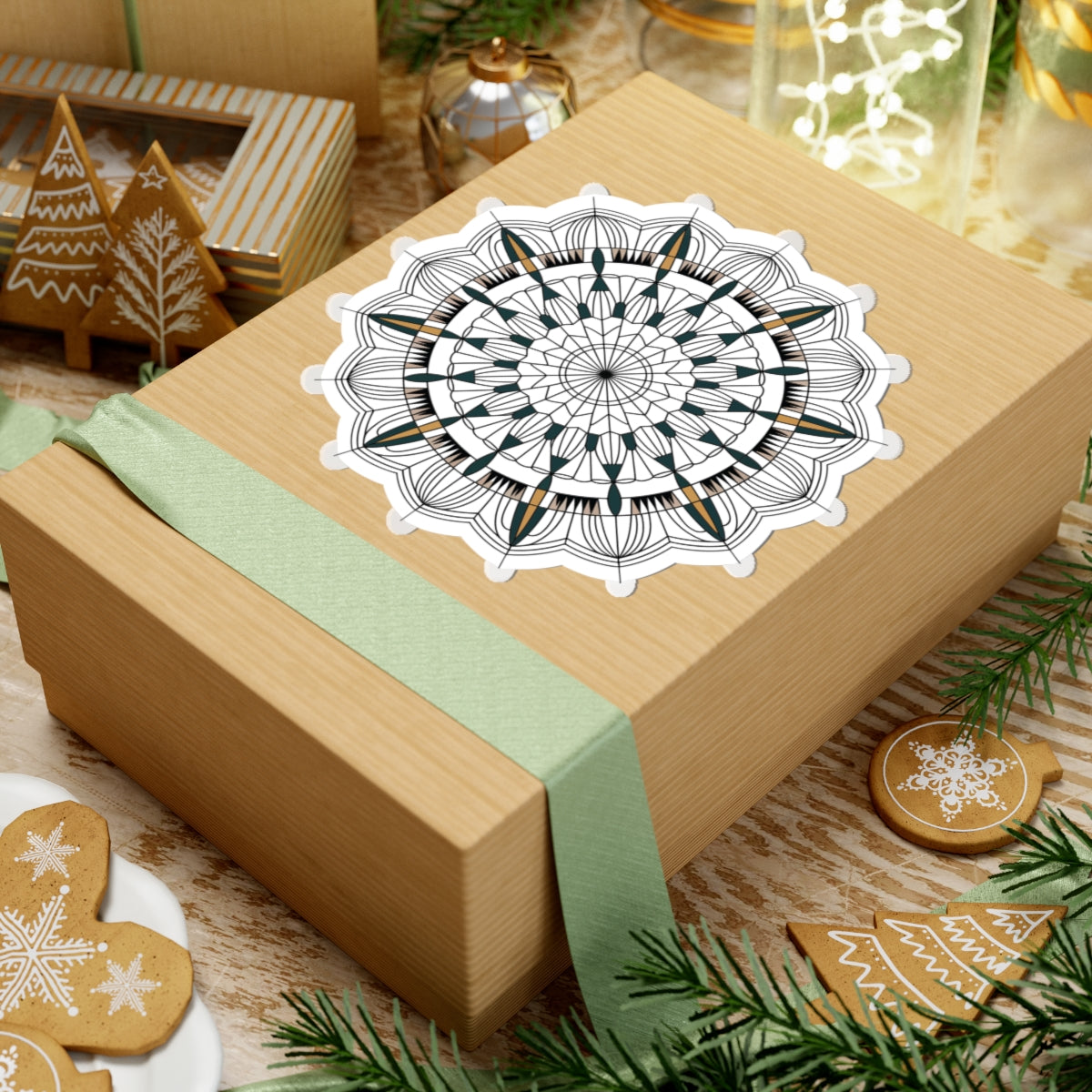 TEEZOCA decorative mandala sticker intricate linework symmetry aesthetic
