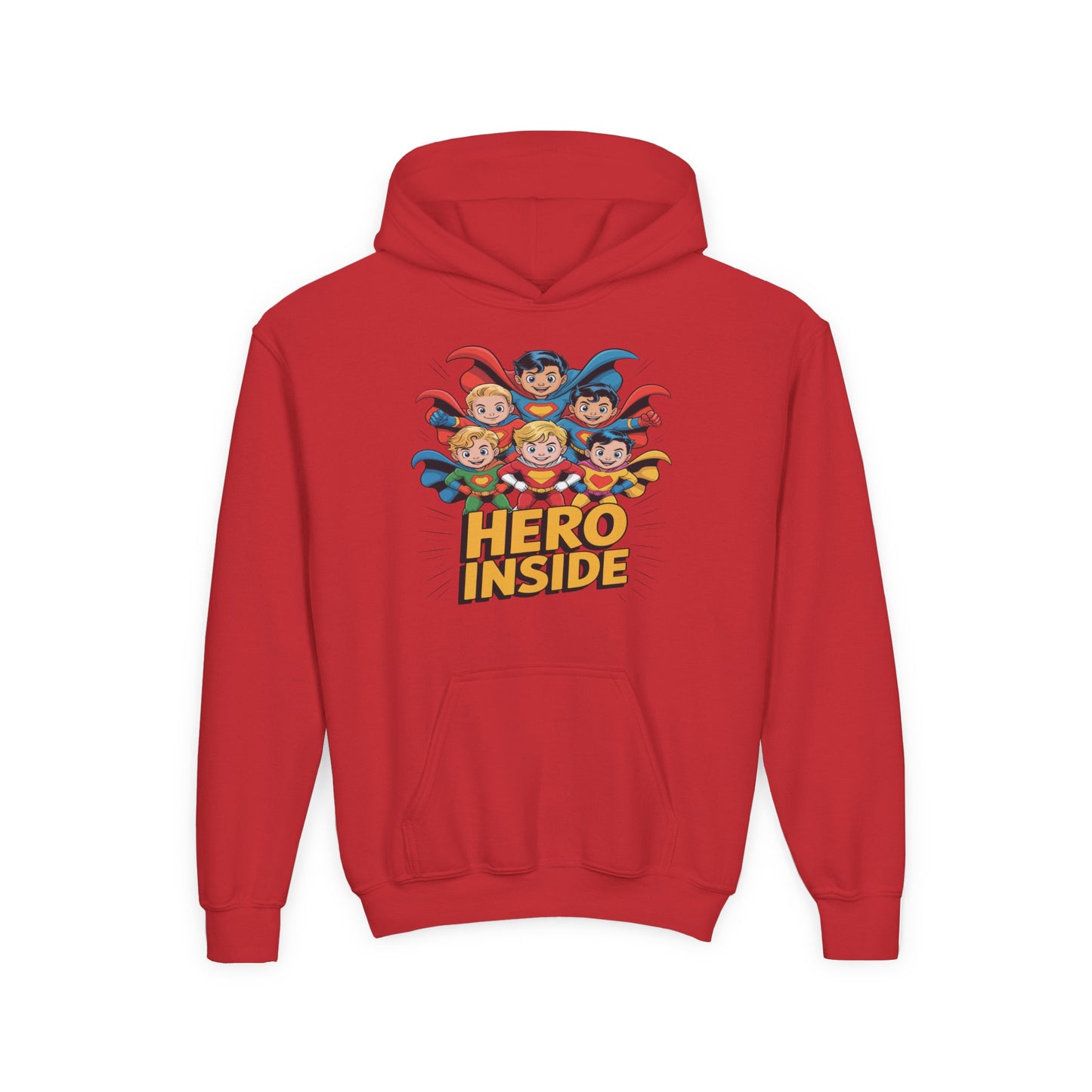 Youth Hoodie — "Hero Inside" Superhero Kids Pullover TEEZOCA