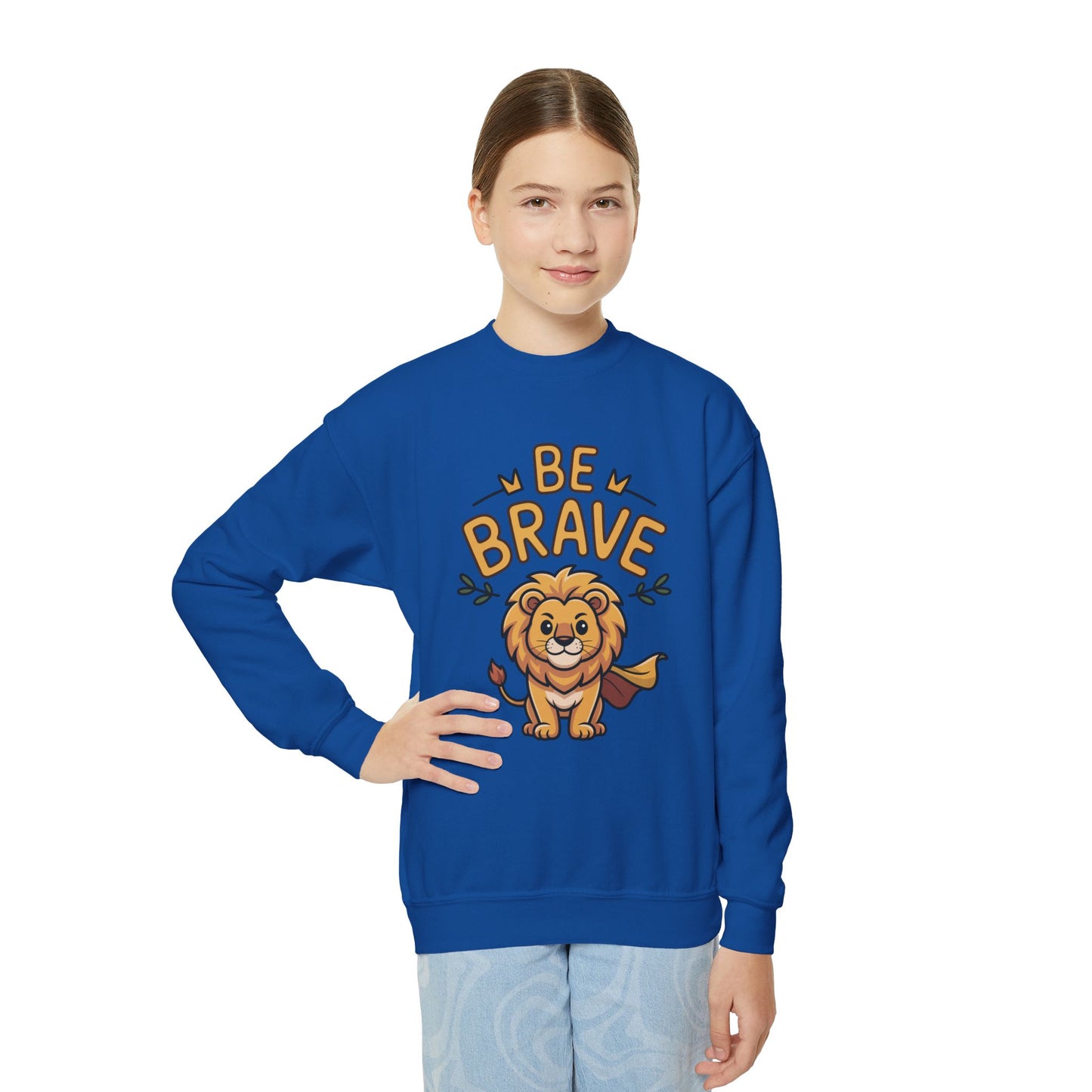 Be Brave Lion Youth Sweatshirt TEEZOCA