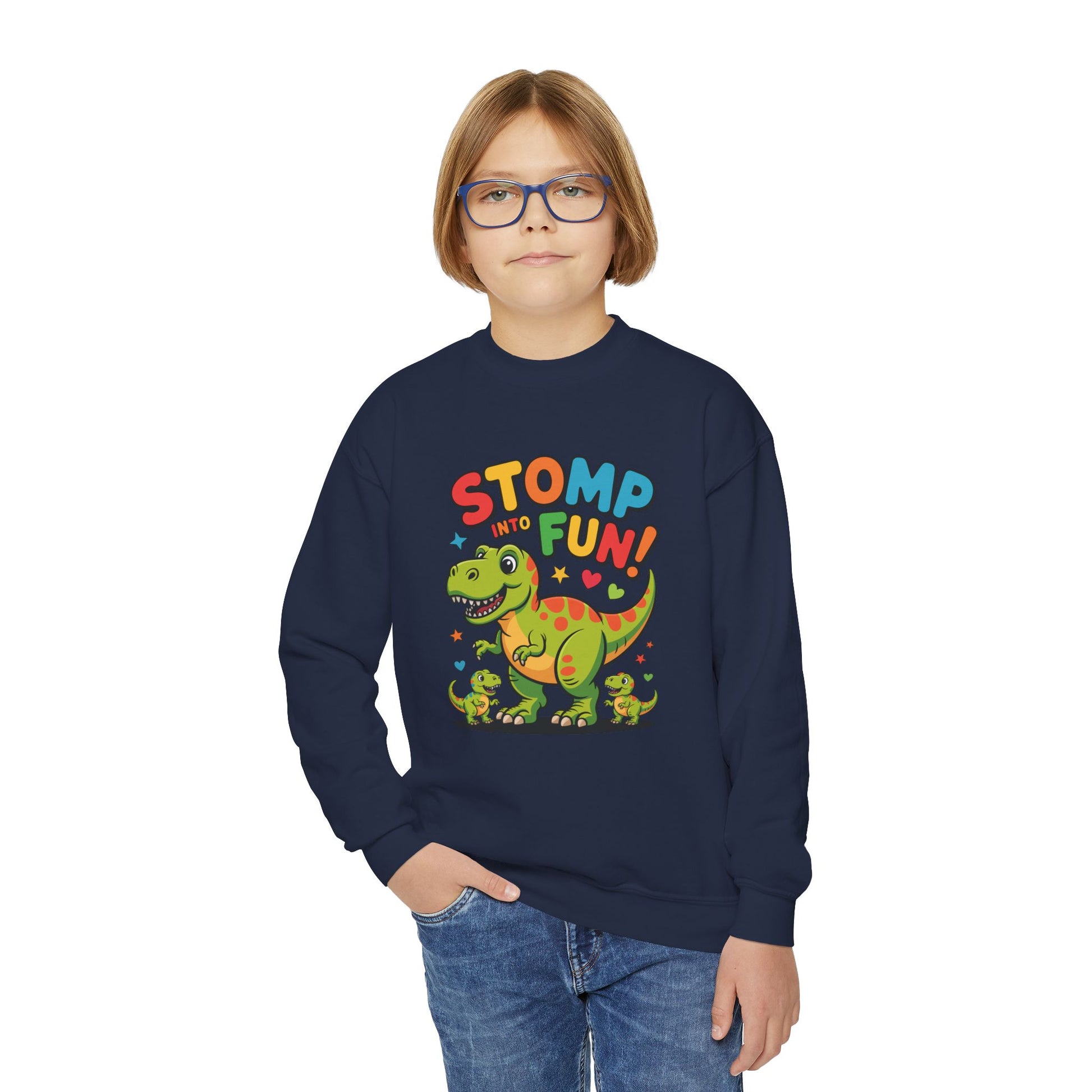 Stomp Fun! Kids Dinosaur Crewneck Sweatshirt TEEZOCA