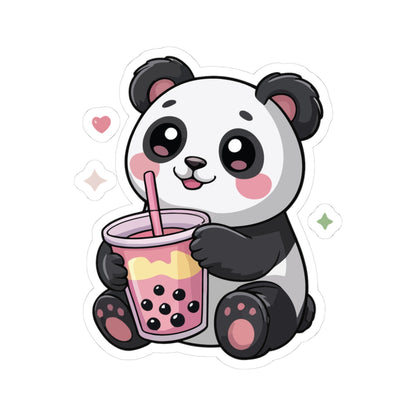 TEEZOCA cute kawaii panda boba tea sticker with smiling panda holding bubble tea cup