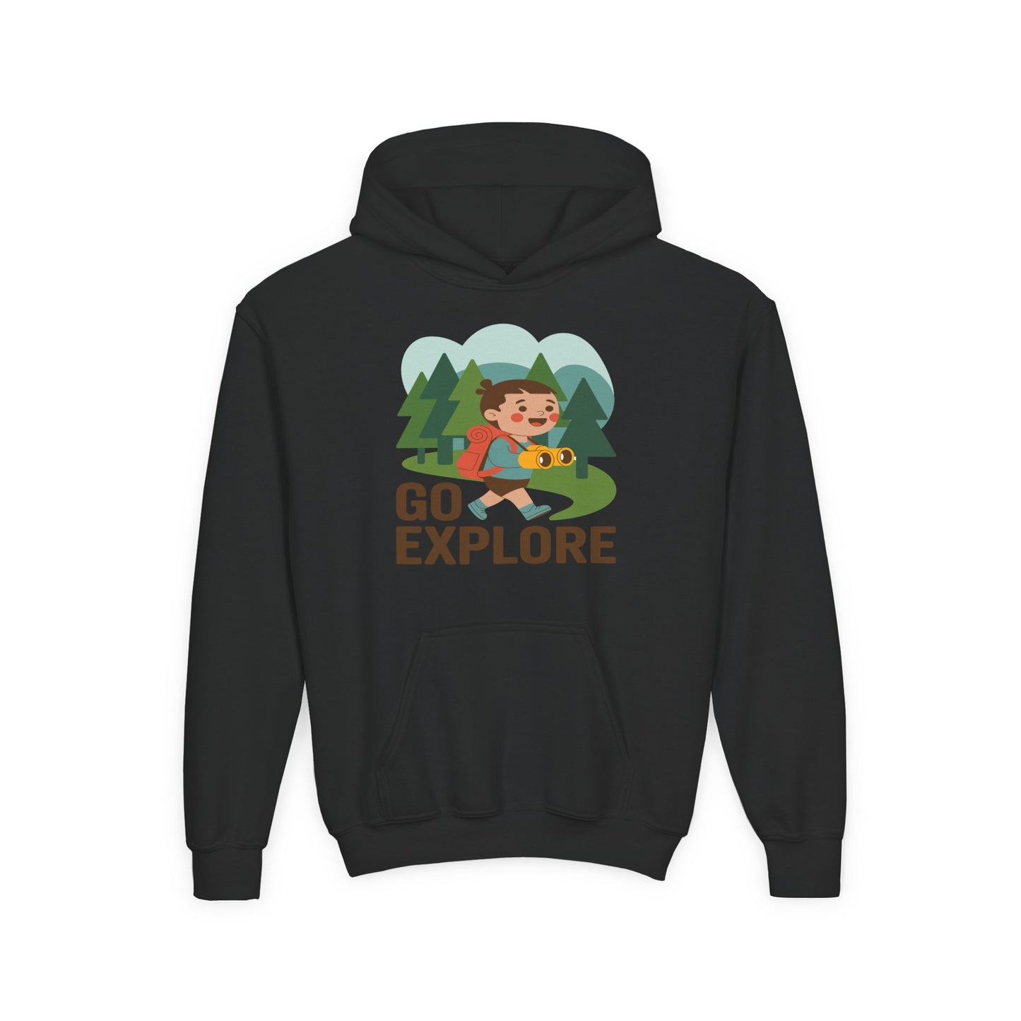 Youth Hoodie – "Go Explore" Camping Adventure Kid Sweatshirt TEEZOCA
