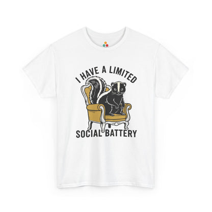 Skunk Social Battery Graphic T-Shirt - "I Have a Limited Social Battery" Funny Introvert Tee | TEEZOCA 