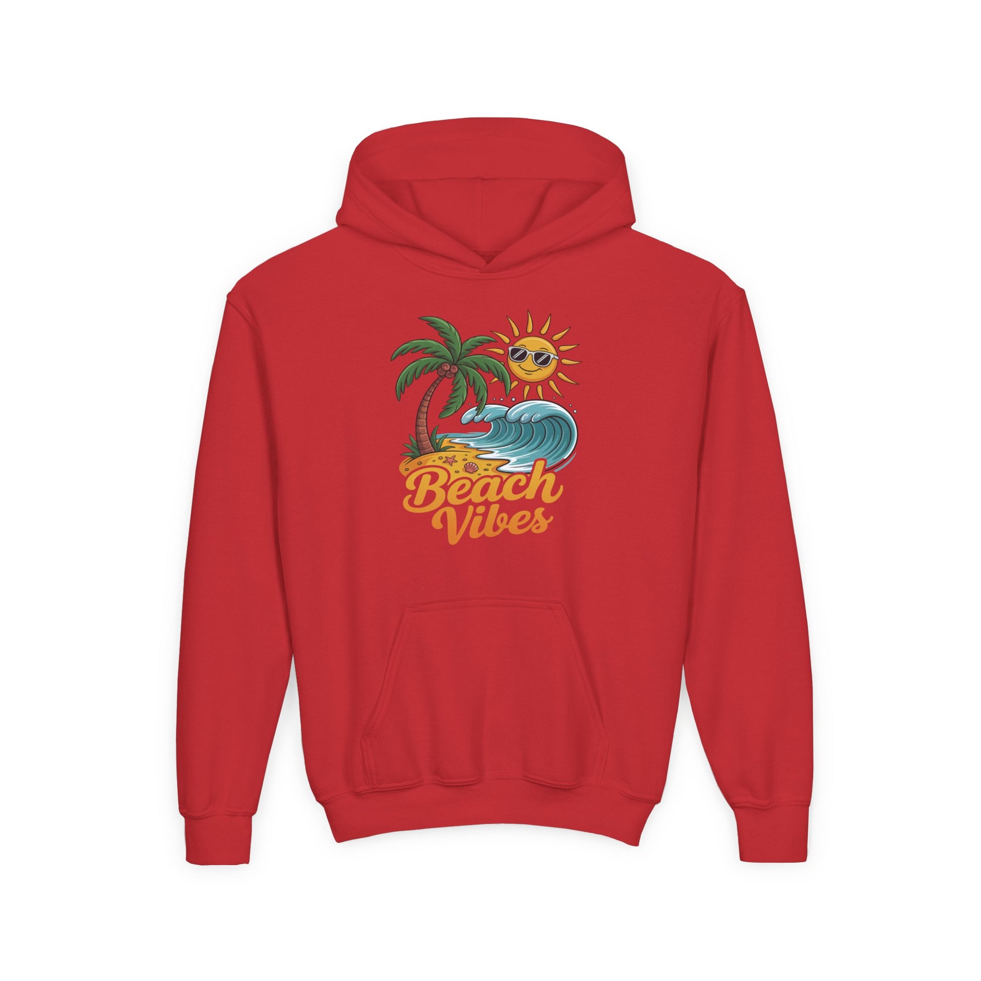 Youth Hoodie - 'Beach Vibes' Palm Tree Surf Graphic TEEZOCA