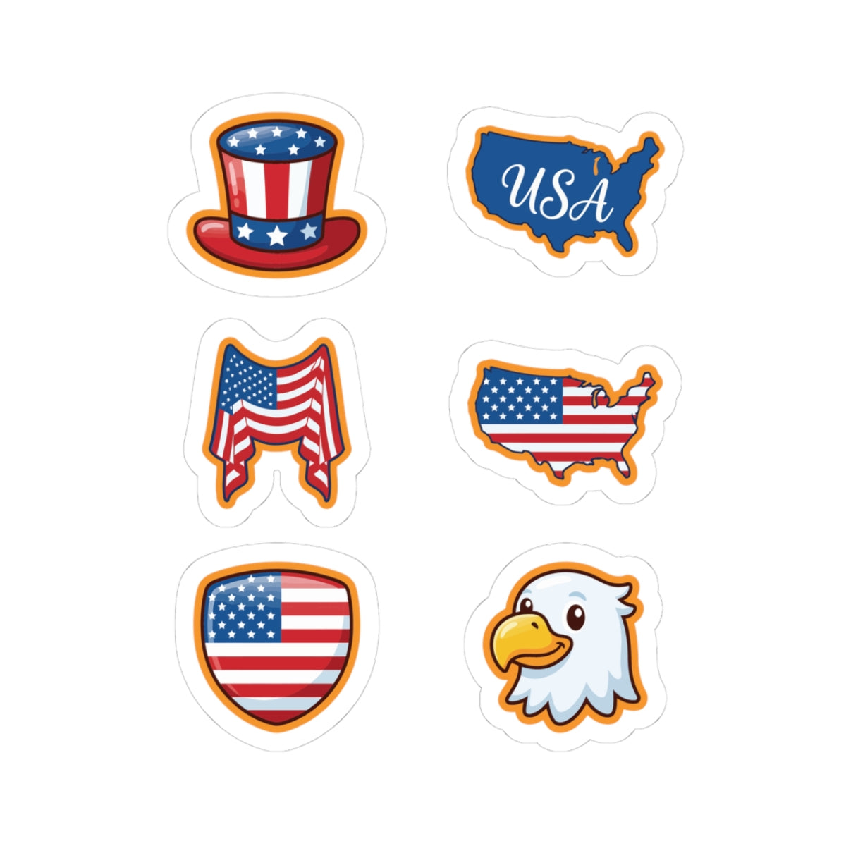 Patriotic USA Sticker Set – Cute 4th of July Aesthetic Sticker Pack | TEEZOCA 