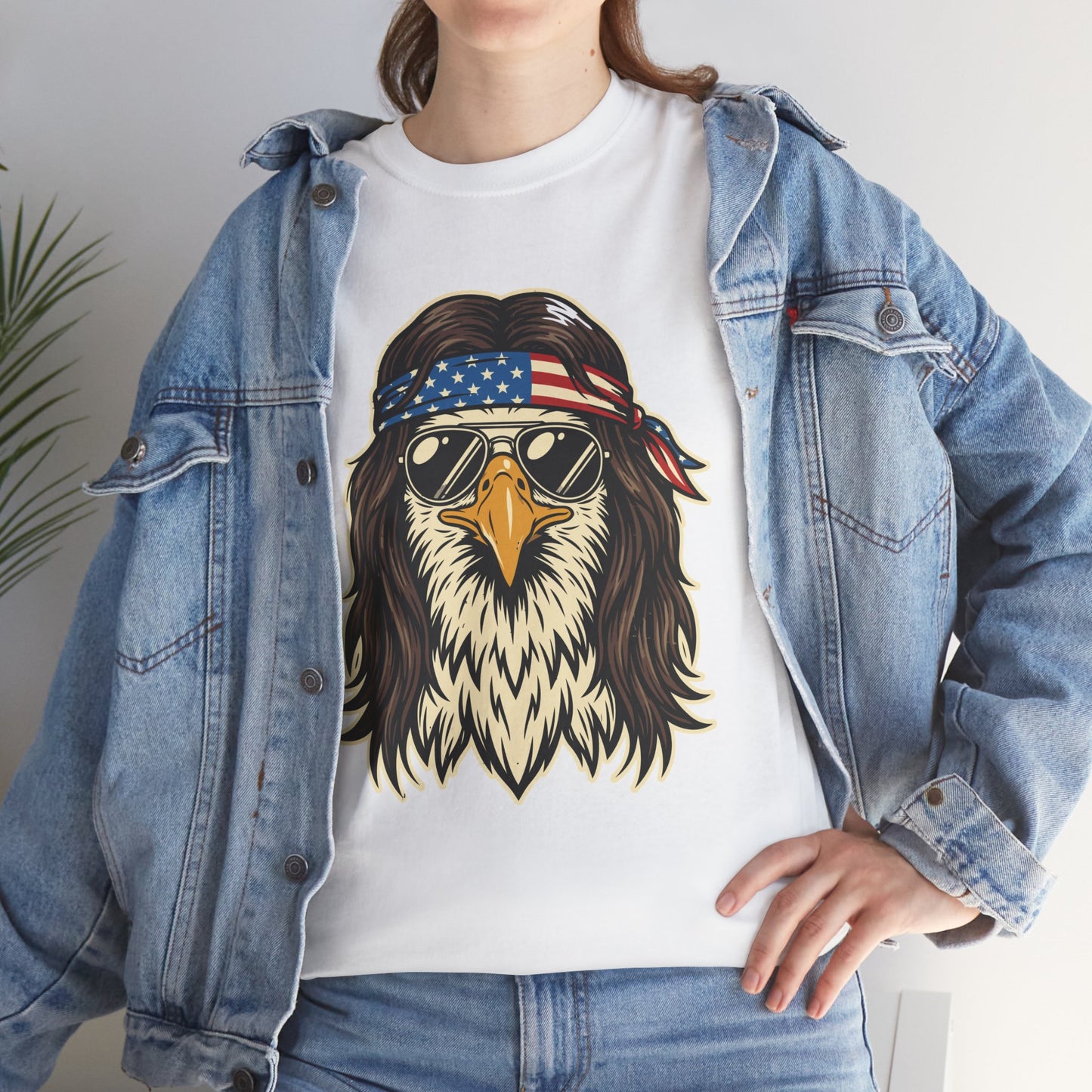 USA Patriotic Bald Eagle Mullet Bandana T-Shirt – Funny 4th of July 250th Anniversary America 1776 2026 Tee | TEEZOCA 