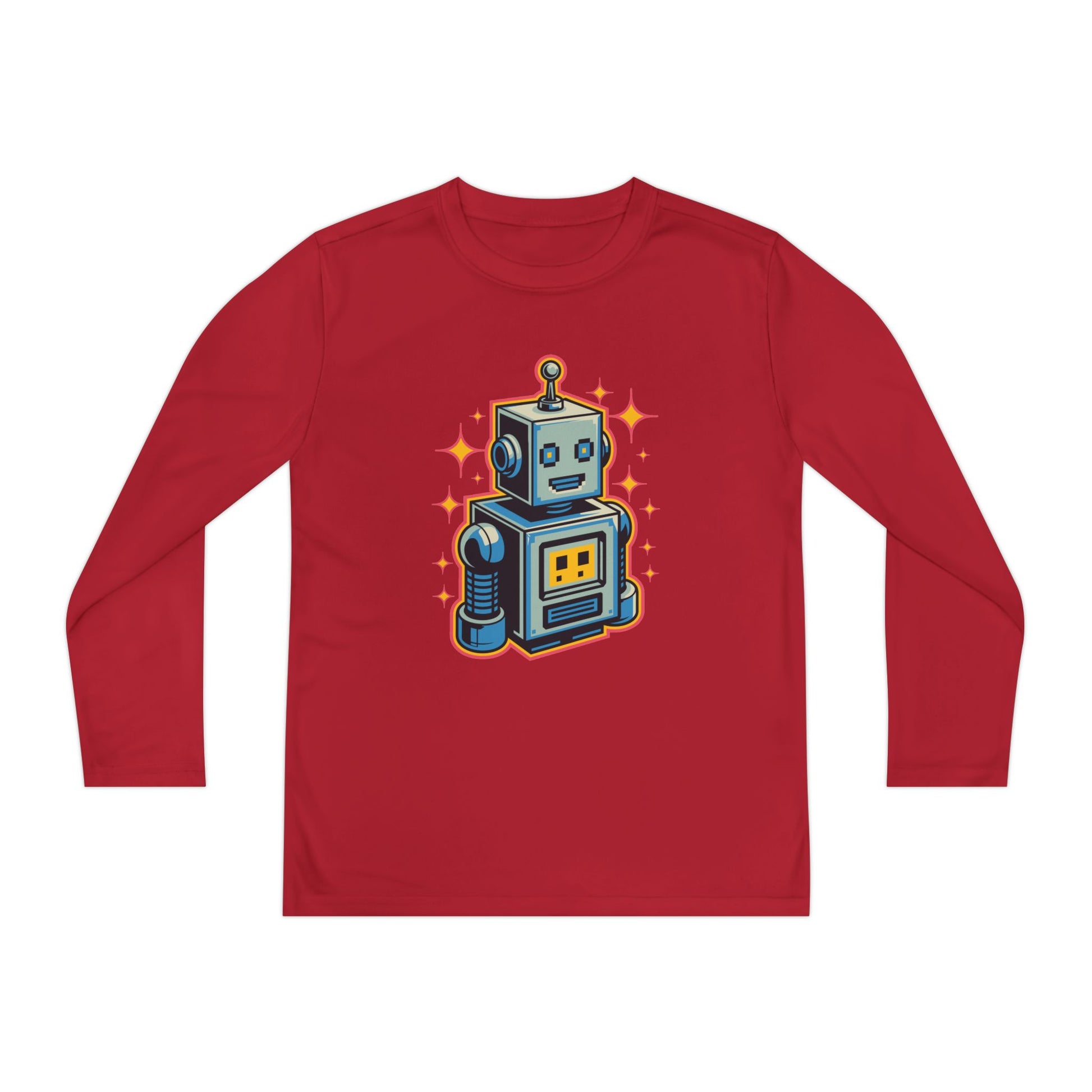 Kids Retro Robot Long Sleeve Tee — Cute Vintage Space Bot Graphic Shirt TEEZOCA