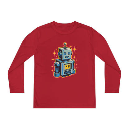 Kids Retro Robot Long Sleeve Tee — Cute Vintage Space Bot Graphic Shirt TEEZOCA