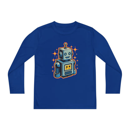 Kids Retro Robot Long Sleeve Tee — Cute Vintage Space Bot Graphic Shirt TEEZOCA
