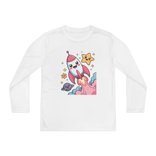 Cute Rocket Ship Kids Long Sleeve T-Shirt TEEZOCA