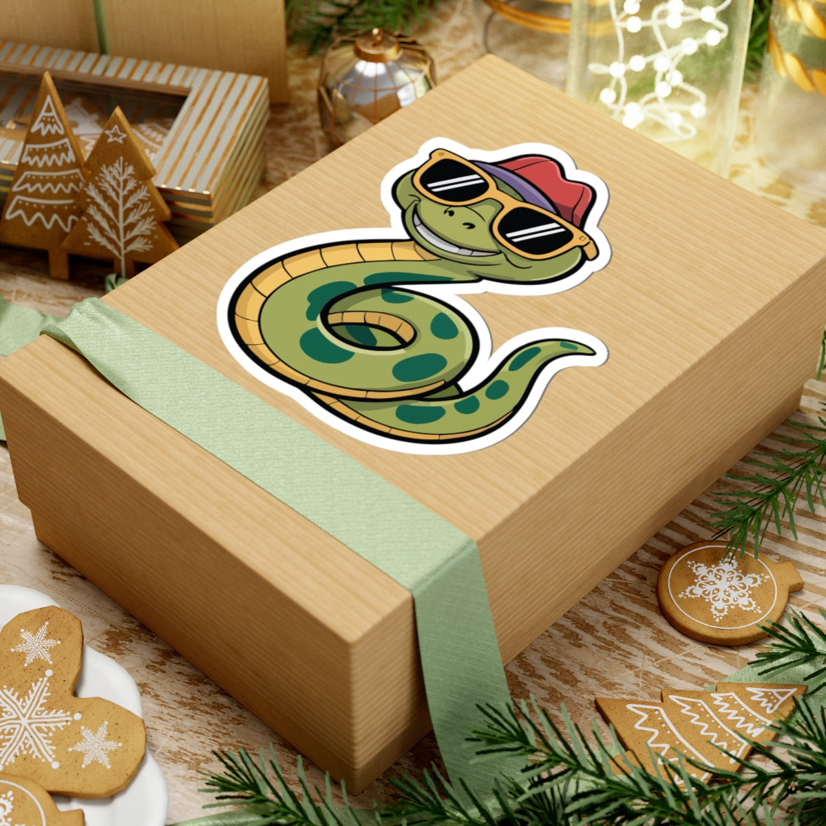 TEEZOCA smiling snake sticker cool animal illustration