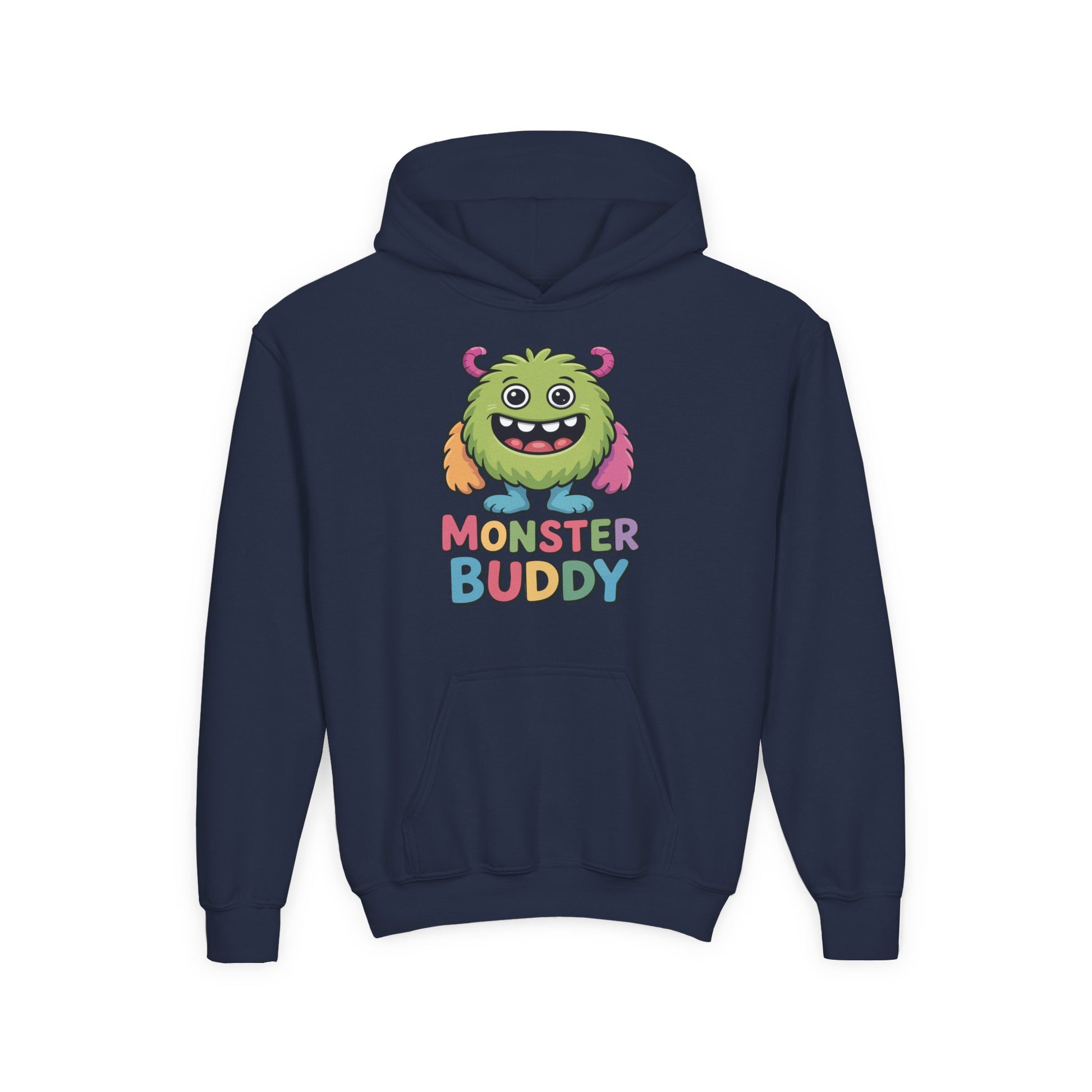 Children’s DTG hoodie with colorful smiling monster artwork TEEZOCA