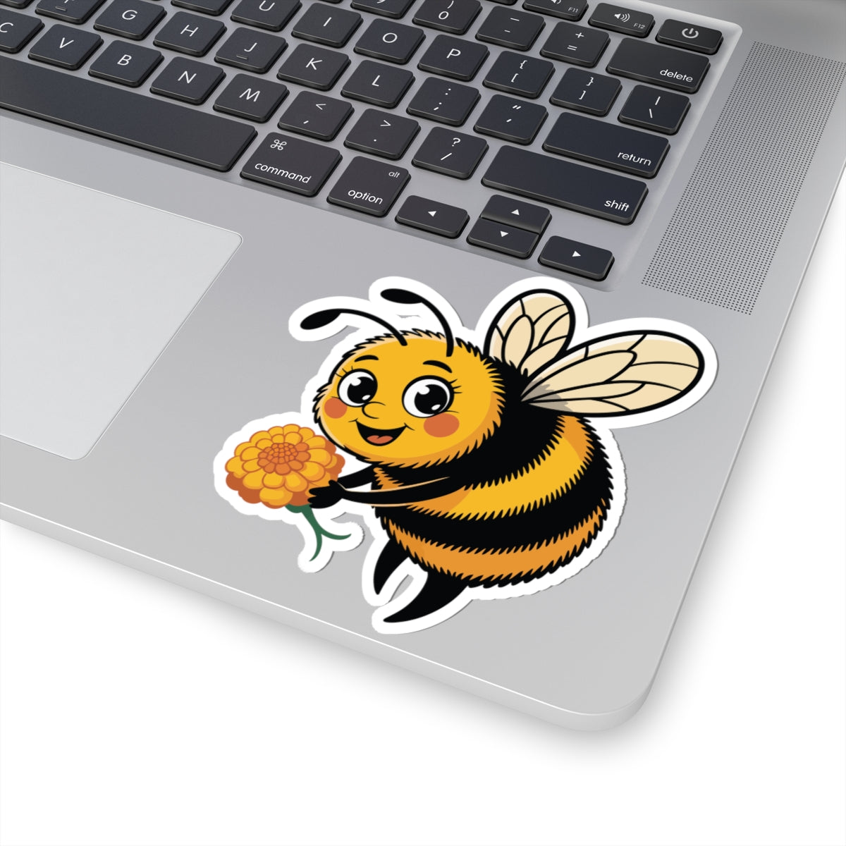 TEEZOCA cute bumblebee holding flower sticker cartoon bee illustration