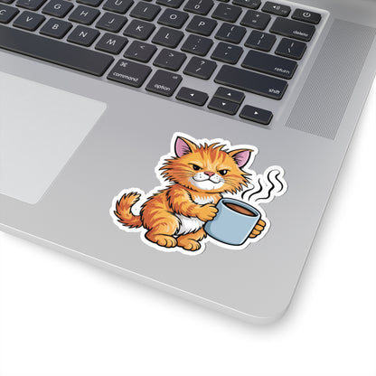 TEEZOCA sarcastic cat coffee sticker sleepy morning mood