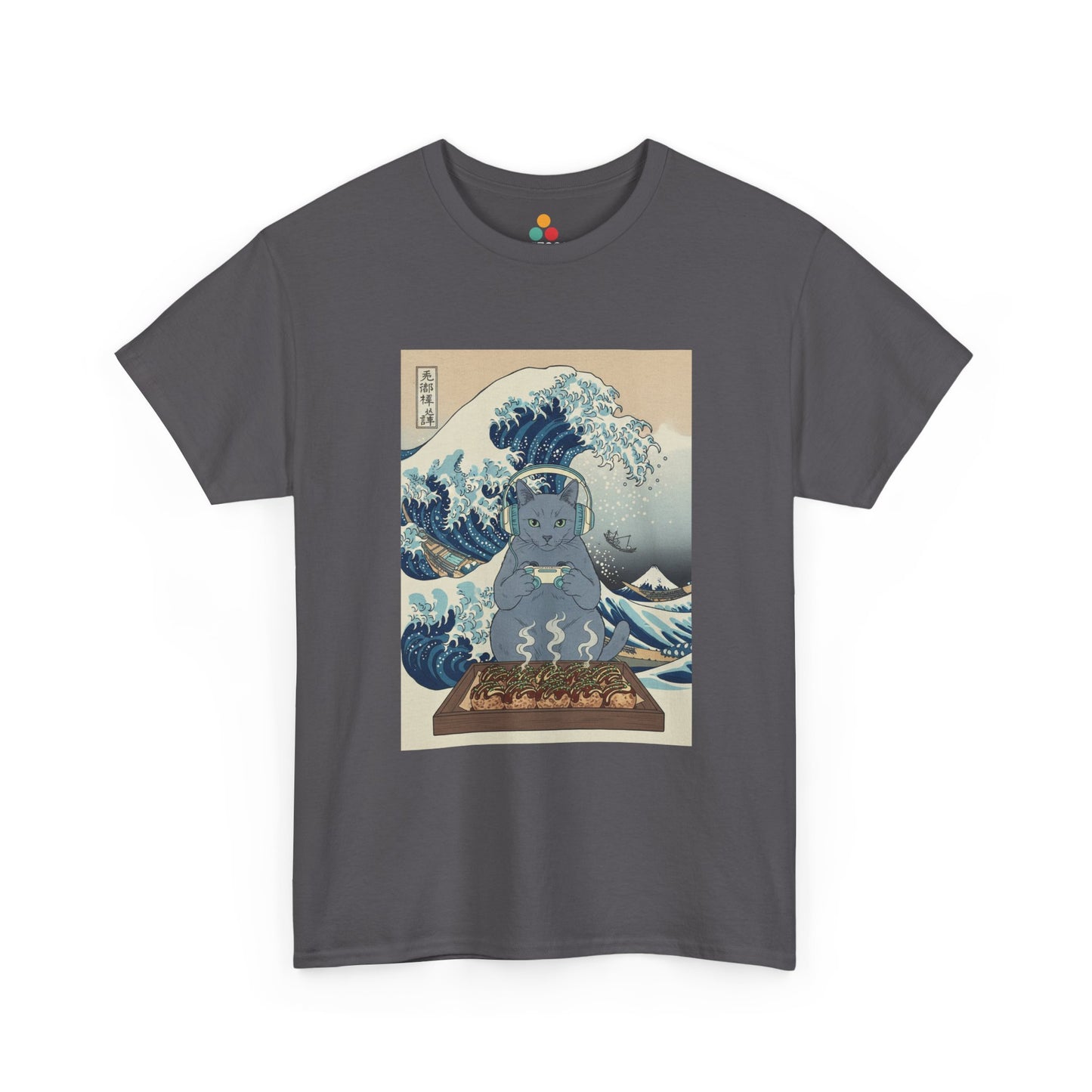 Ukiyo-e Cat Gaming Tee — Japanese Wave Vintage Poster T-Shirt | TEEZOCA 