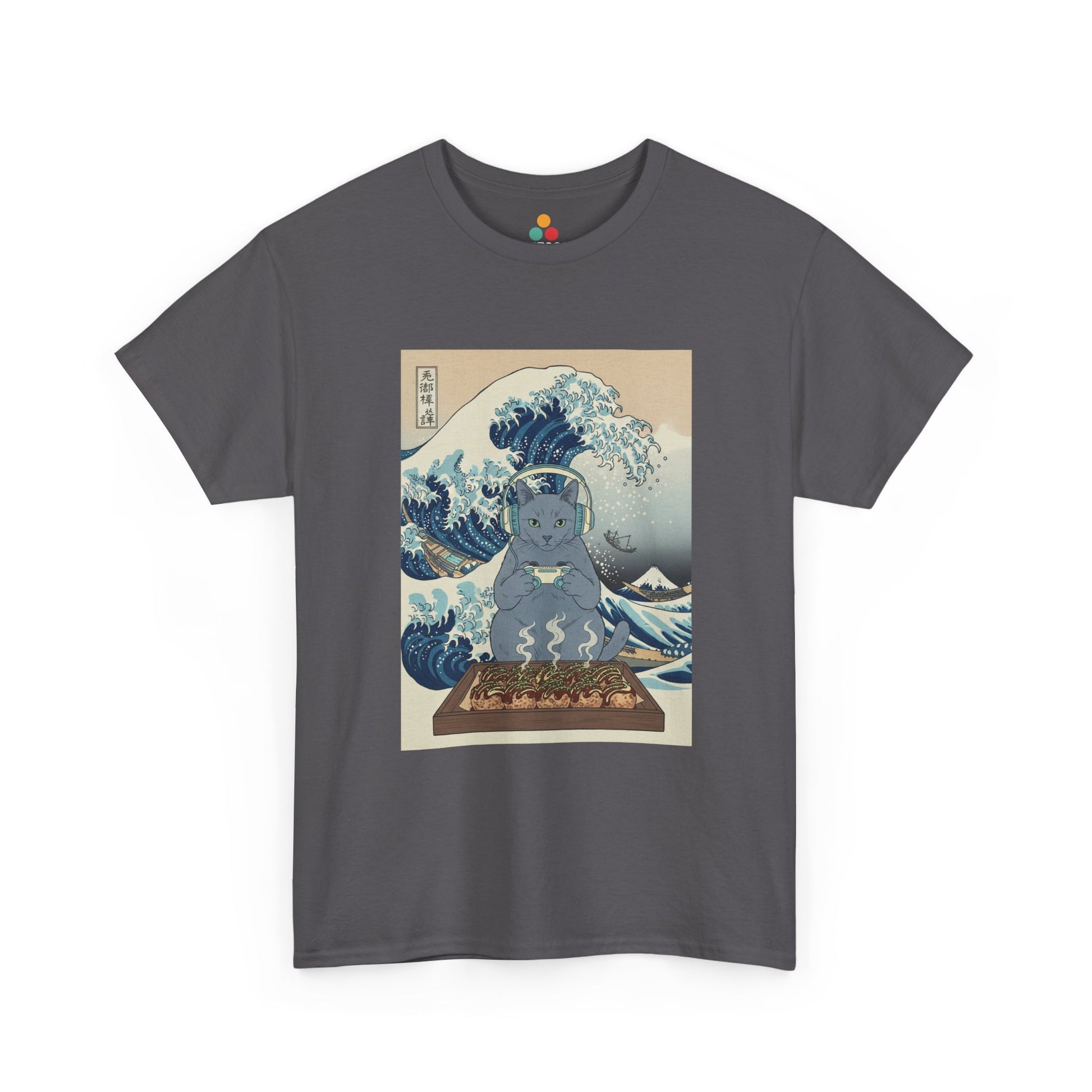 Ukiyo-e Cat Gaming Tee — Japanese Wave Vintage Poster T-Shirt | TEEZOCA 