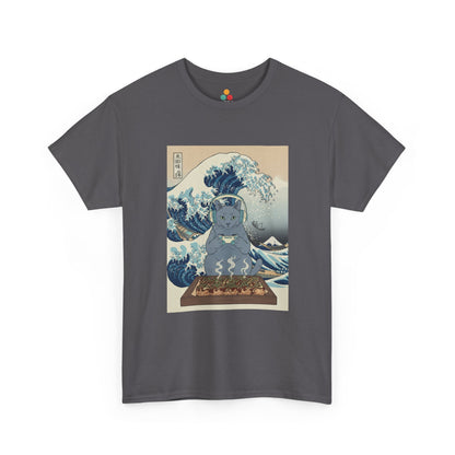 Ukiyo-e Cat Gaming Tee — Japanese Wave Vintage Poster T-Shirt | TEEZOCA 