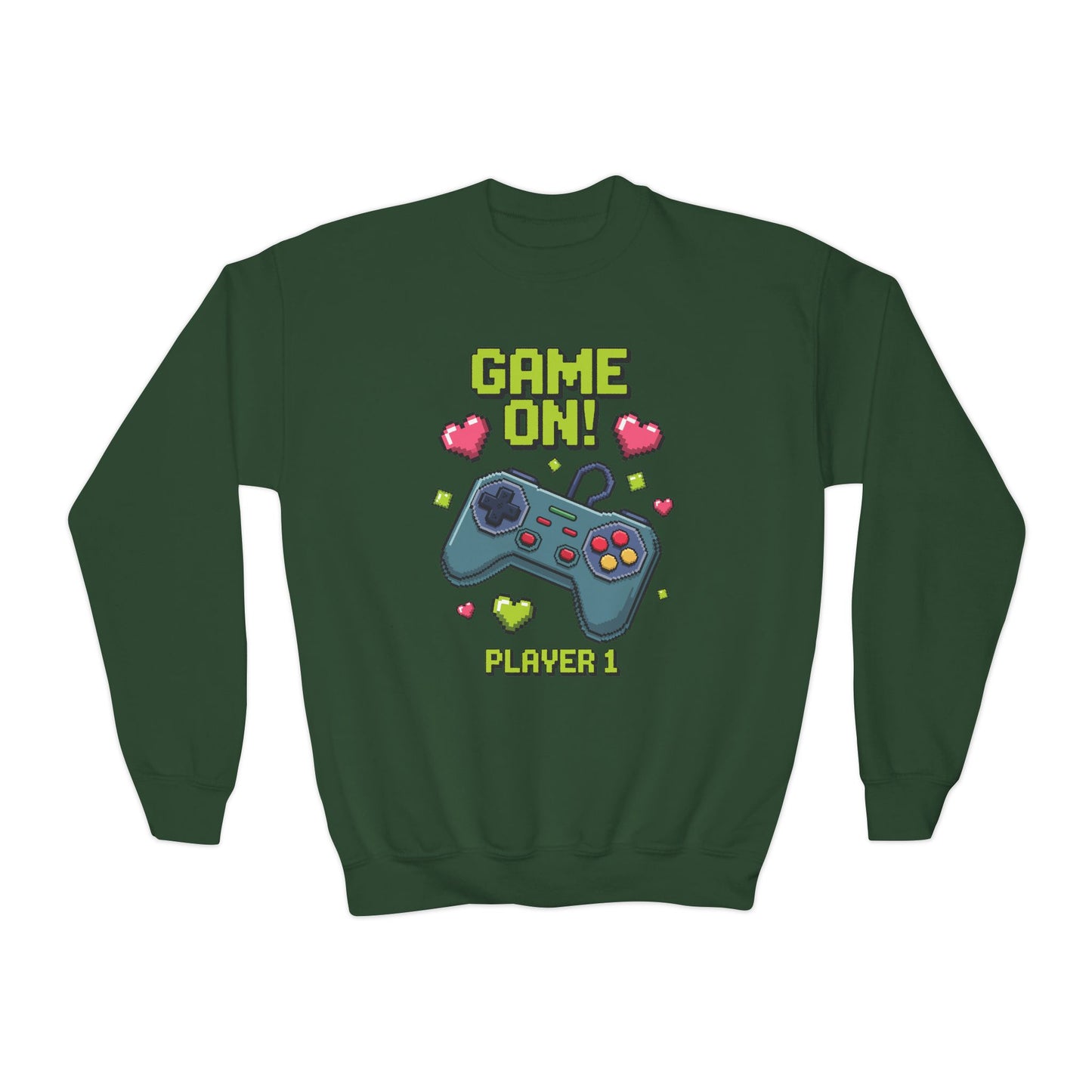 Game On Controller Sweatshirt — 'Player 1' Youth Gaming Crewneck TEEZOCA