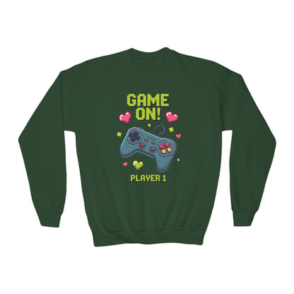 Game On Controller Sweatshirt — 'Player 1' Youth Gaming Crewneck TEEZOCA