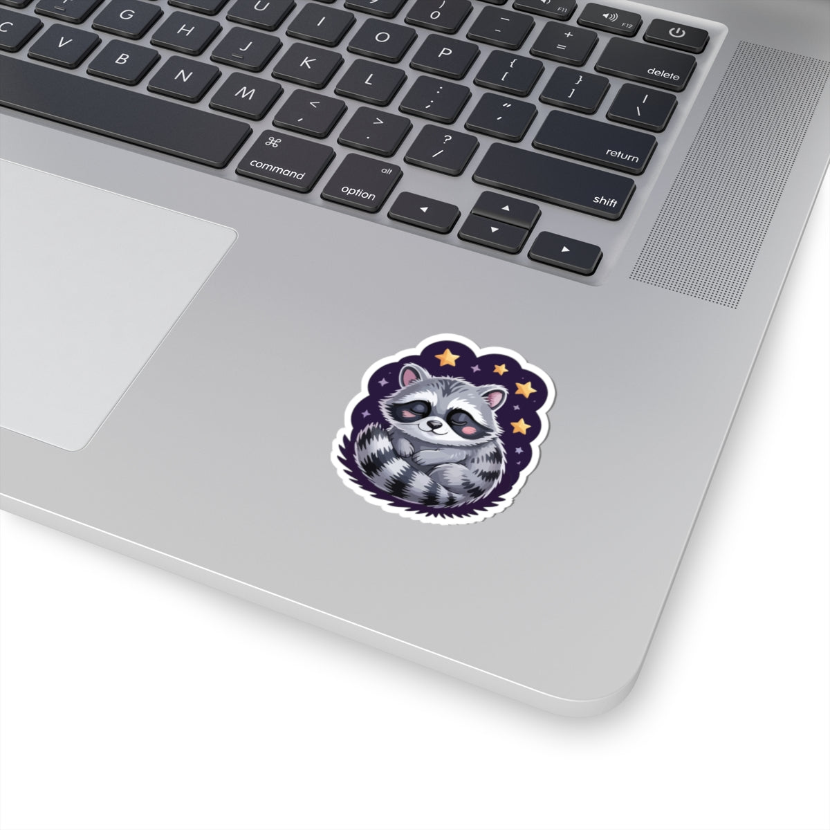 TEEZOCA adorable raccoon night sticker featuring sleeping woodland animal