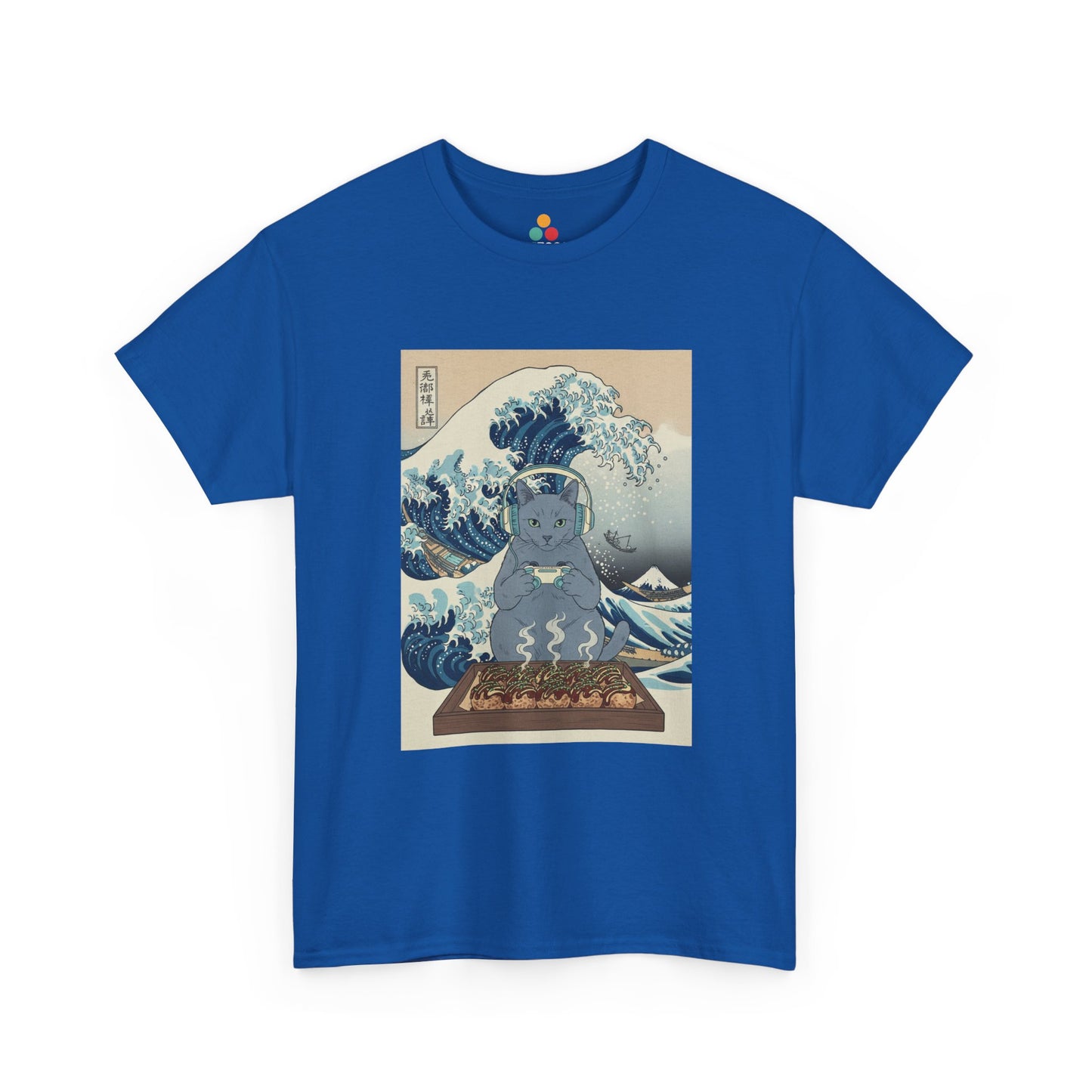 Ukiyo-e Cat Gaming Tee — Japanese Wave Vintage Poster T-Shirt | TEEZOCA 