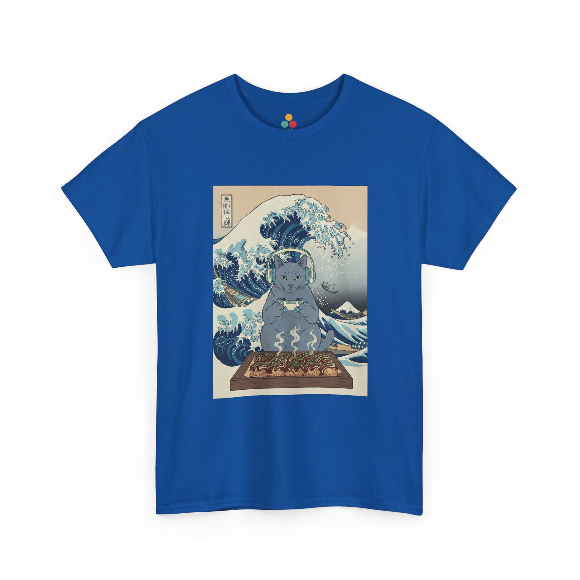 Ukiyo-e Cat Gaming Tee — Japanese Wave Vintage Poster T-Shirt | TEEZOCA 