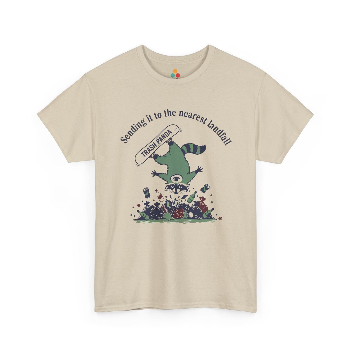 Trash Panda Snowboarding Graphic T-Shirt - "Sending it to the Nearest Landfill" Funny Raccoon Tee | TEEZOCA 