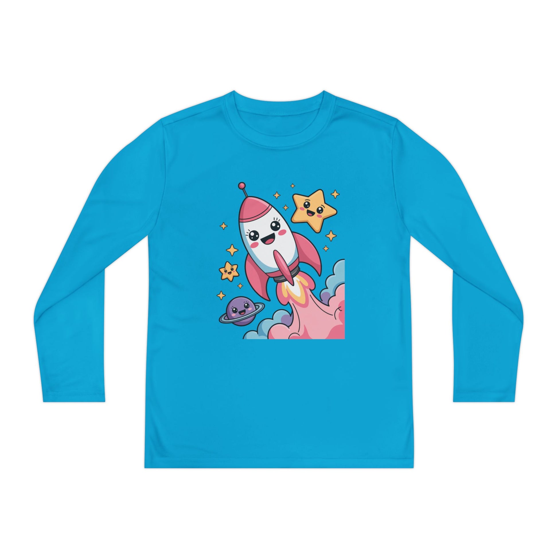 Cute Rocket Ship Kids Long Sleeve T-Shirt TEEZOCA