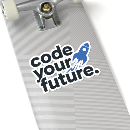 TEEZOCA code your future coding sticker with rocket graphic
