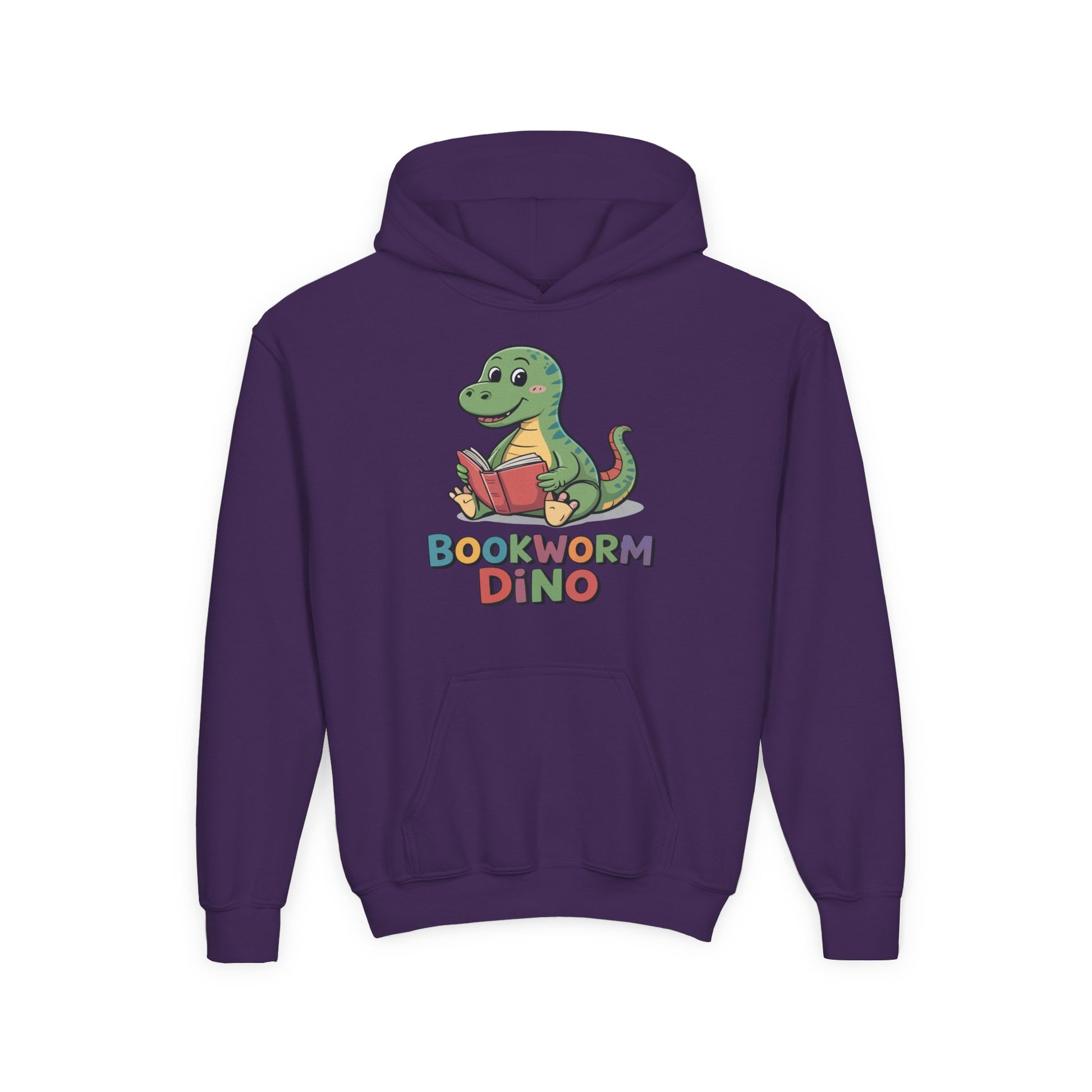 Bookworm Dino Hoodie — Cute Kids Dinosaur Reading Sweatshirt TEEZOCA
