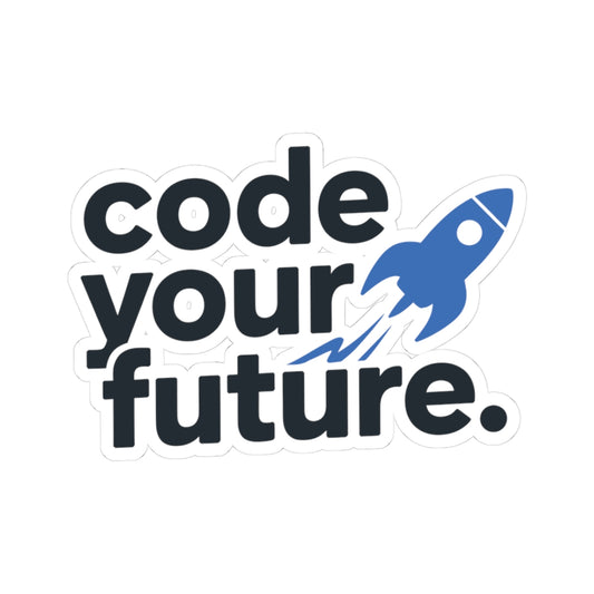 TEEZOCA code your future coding sticker with rocket graphic