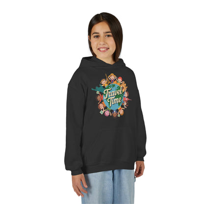 Youth Travel Time Hoodie — Kids Adventure Graphic Hoodie TEEZOCA
