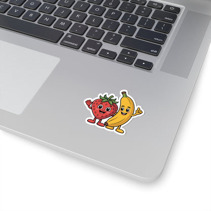 TEEZOCA cute strawberry banana cartoon sticker smiling fruit duo
