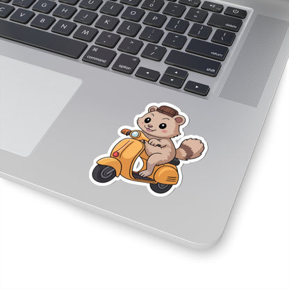 TEEZOCA cute bear riding scooter sticker with beanie