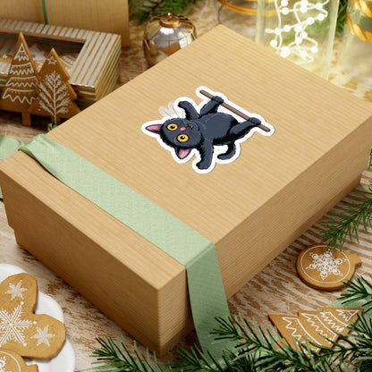 TEEZOCA playful upside down cat illustration sticker