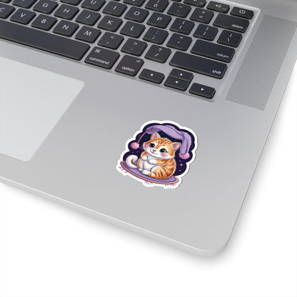 TEEZOCA adorable kitten night sticker featuring sleepy cat in bedtime aesthetic