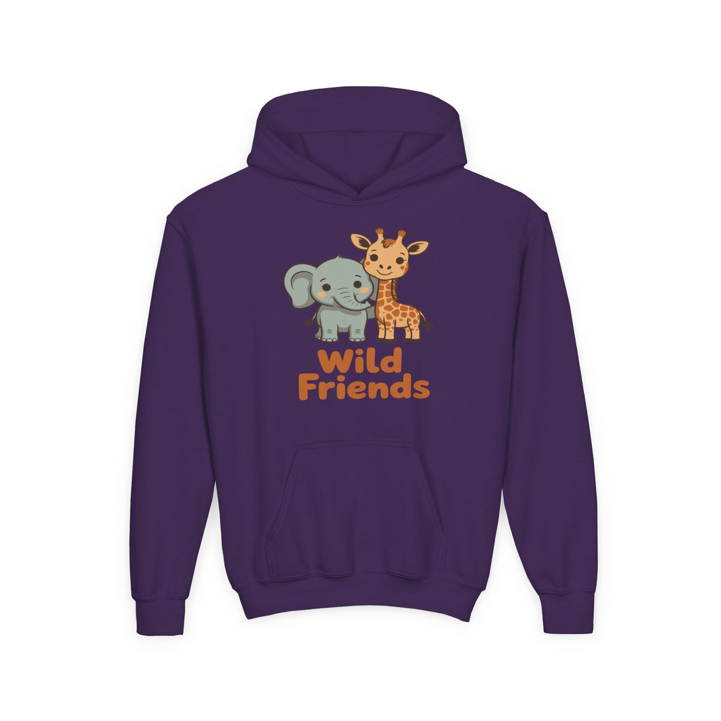 Wild Friends Kids Hoodie – Cute Elephant and Giraffe | TEEZOCA 