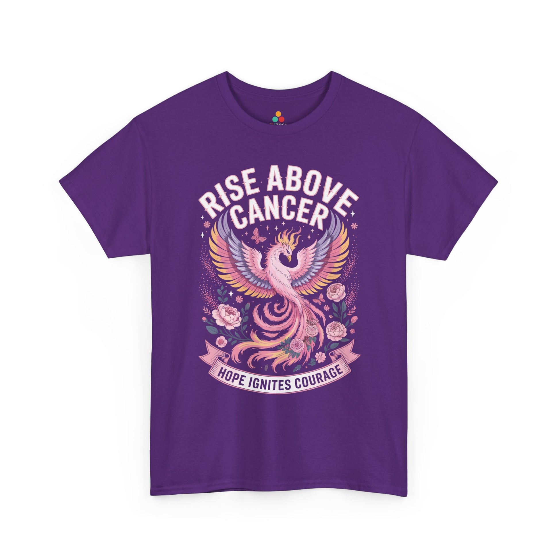 Rise Above Cancer Hope Ignites Courage Breast Cancer Awareness Unisex T-shirt | TEEZOCA 