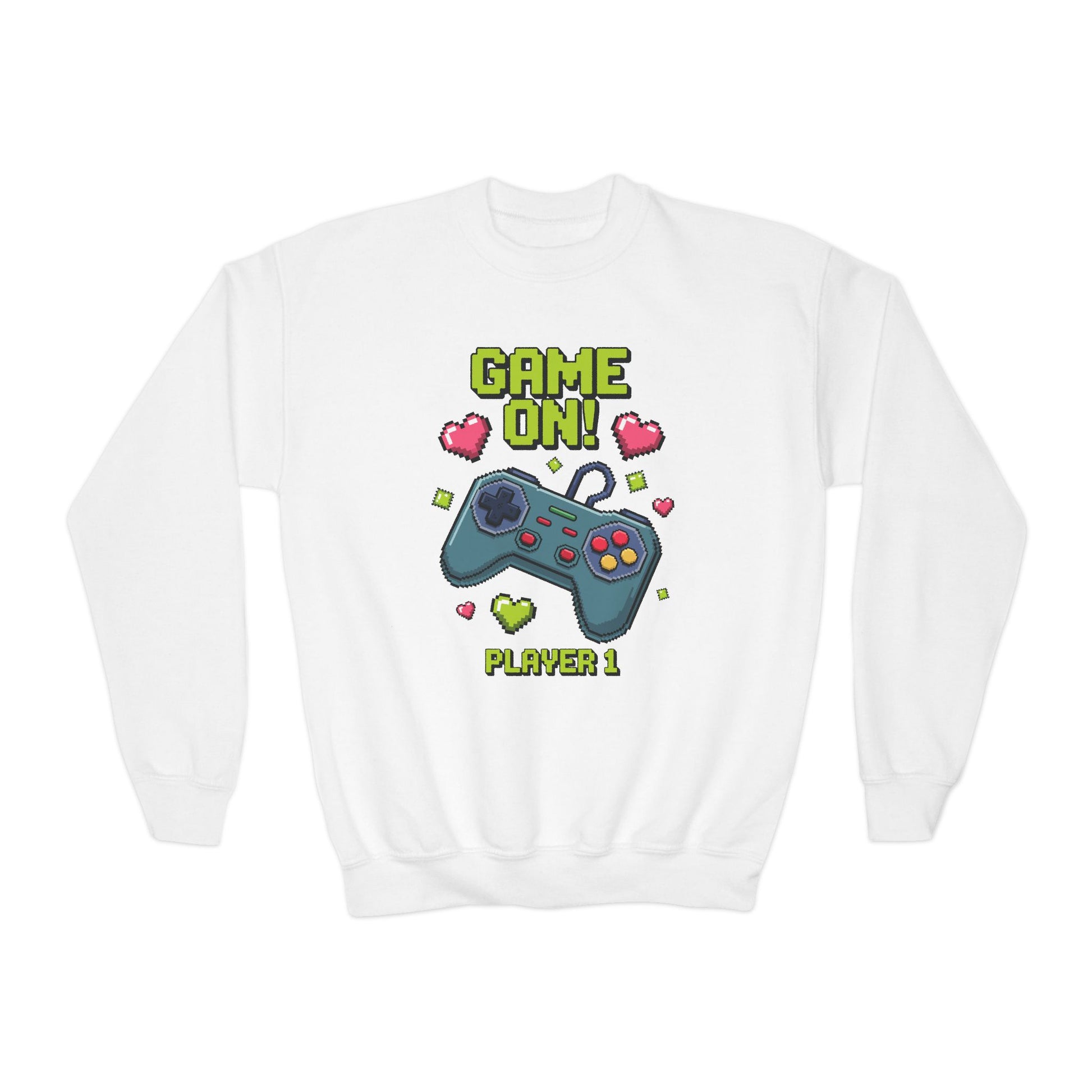 Game On Controller Sweatshirt — 'Player 1' Youth Gaming Crewneck TEEZOCA