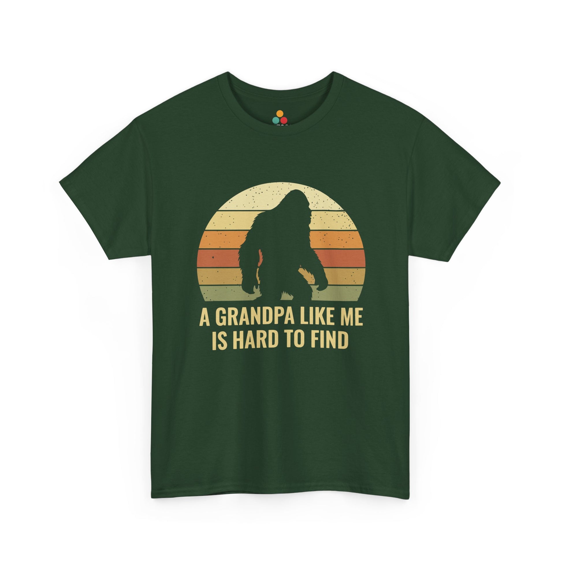 A Grandpa Like Me Is Hard To Find Forest Green T-Shirt – Vintage Sasquatch Funny Bigfoot Grandpa Gift | TEEZOCA