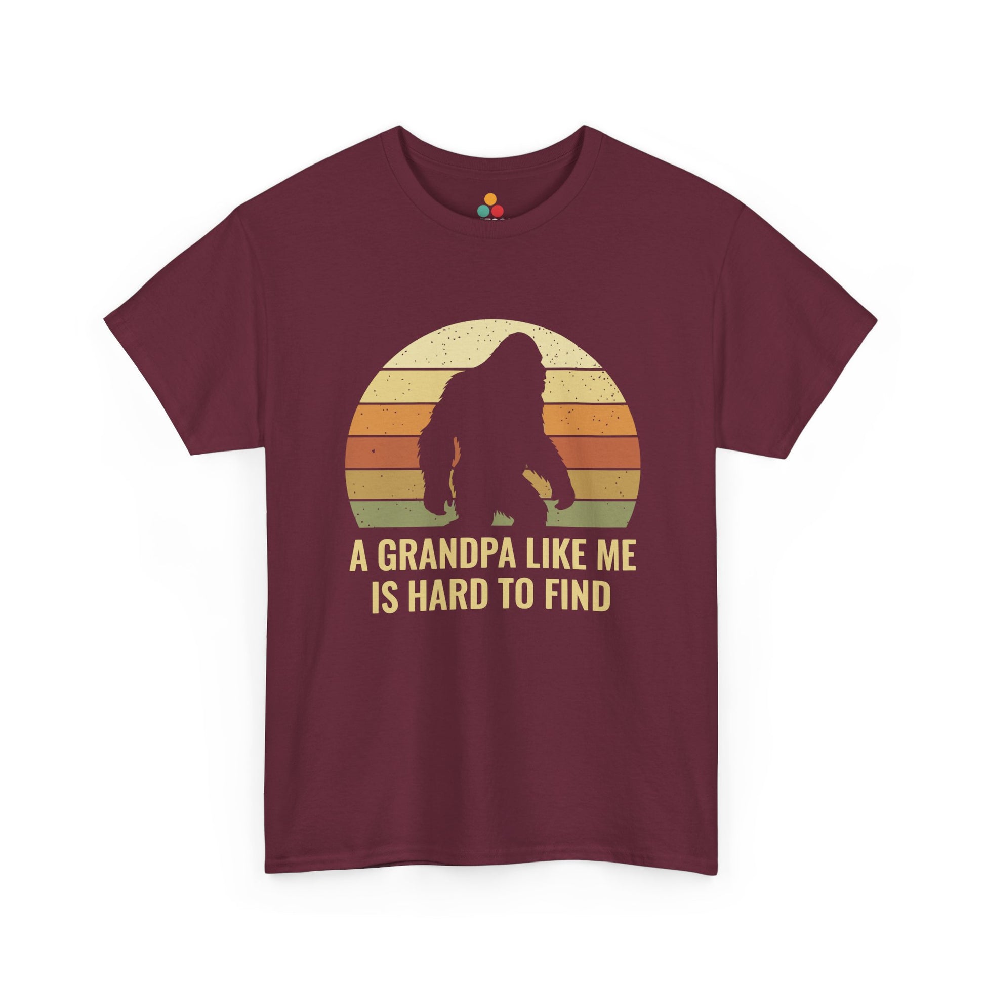 A Grandpa Like Me Is Hard To Find Maroon T-Shirt – Vintage Sasquatch Funny Bigfoot Grandpa Gift | TEEZOCA 