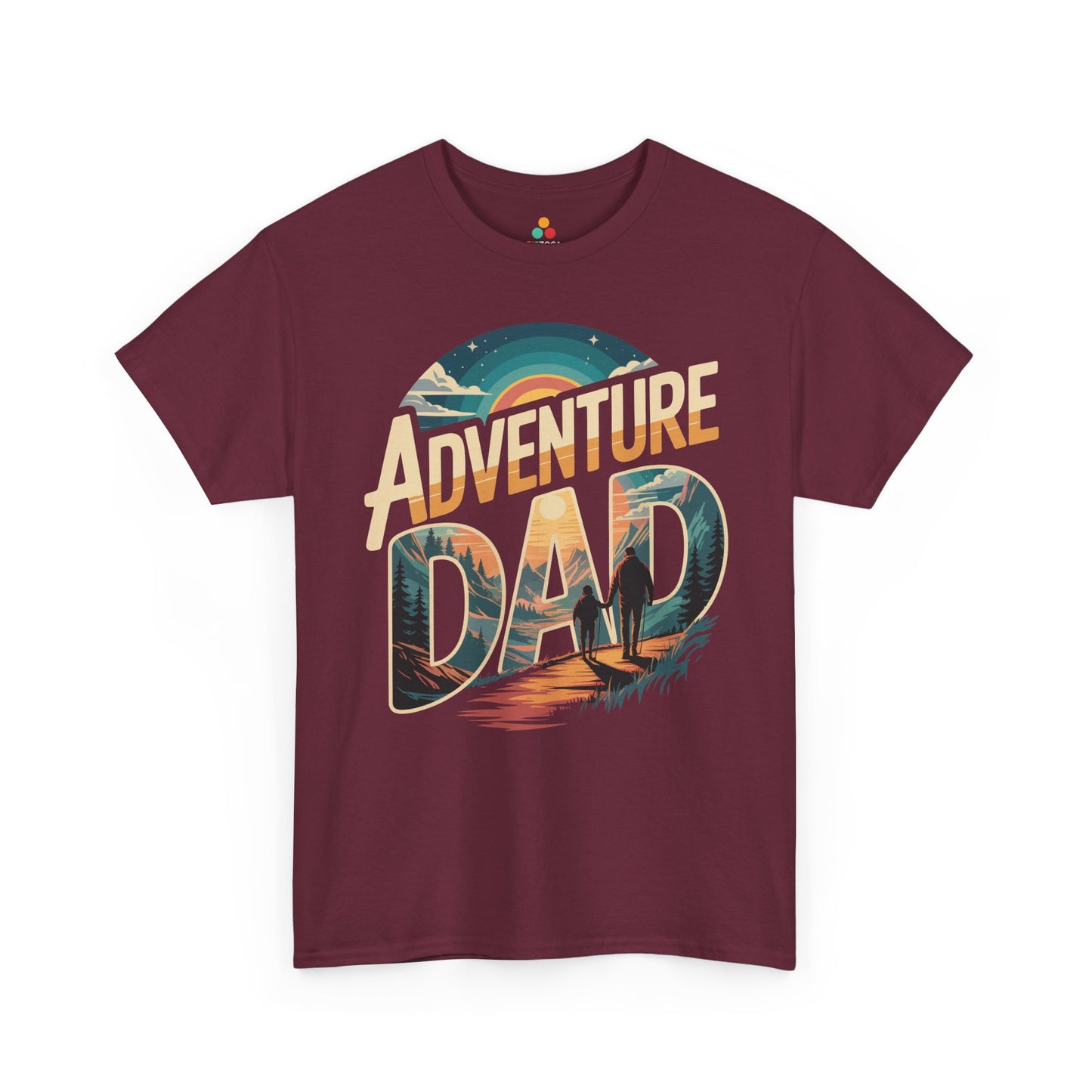 Adventure Dad Hiking Sunset Graphic Unisex T-shirt | TEEZOCA camping and hiking dad art Unisex T-shirt