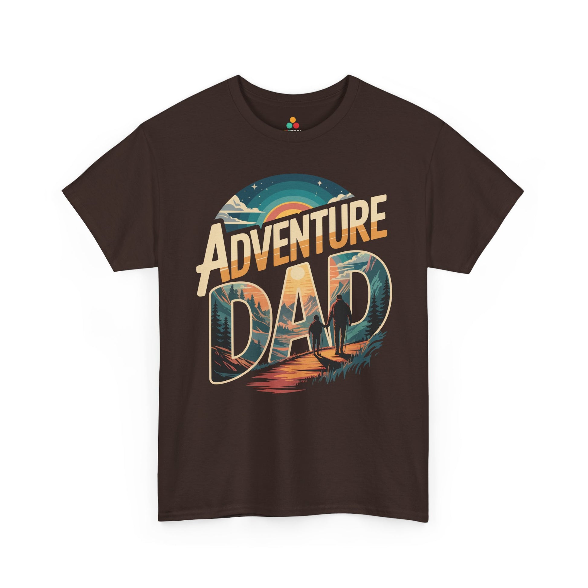 Adventure Dad Hiking Sunset Graphic Unisex T-shirt | TEEZOCA fatherhood adventure theme Unisex T-shirt